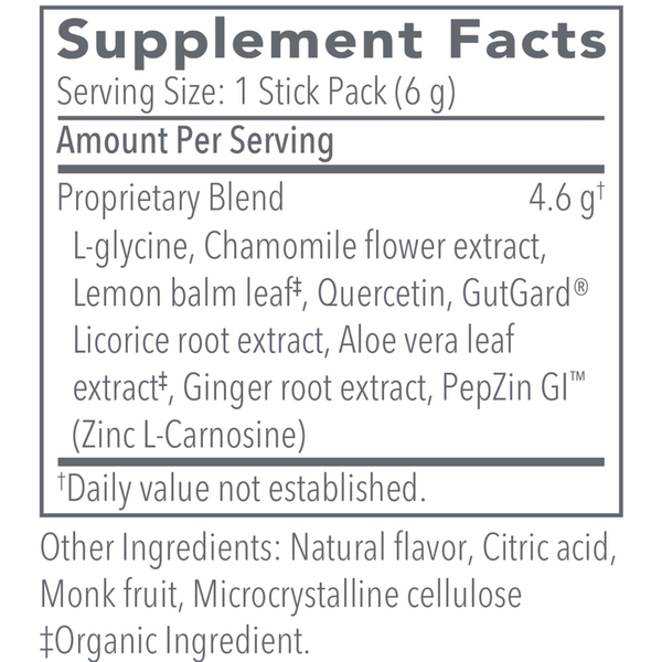 G.I. InnerCalm Supplement Facts Label