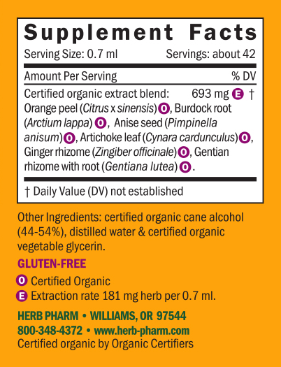 Classic - Better Bitters Supplement Facts Label