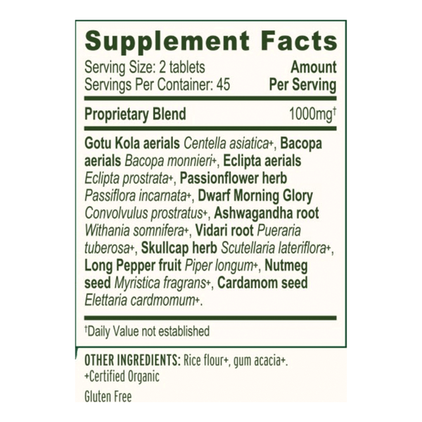 Mental Clarity Supplement Facts Label