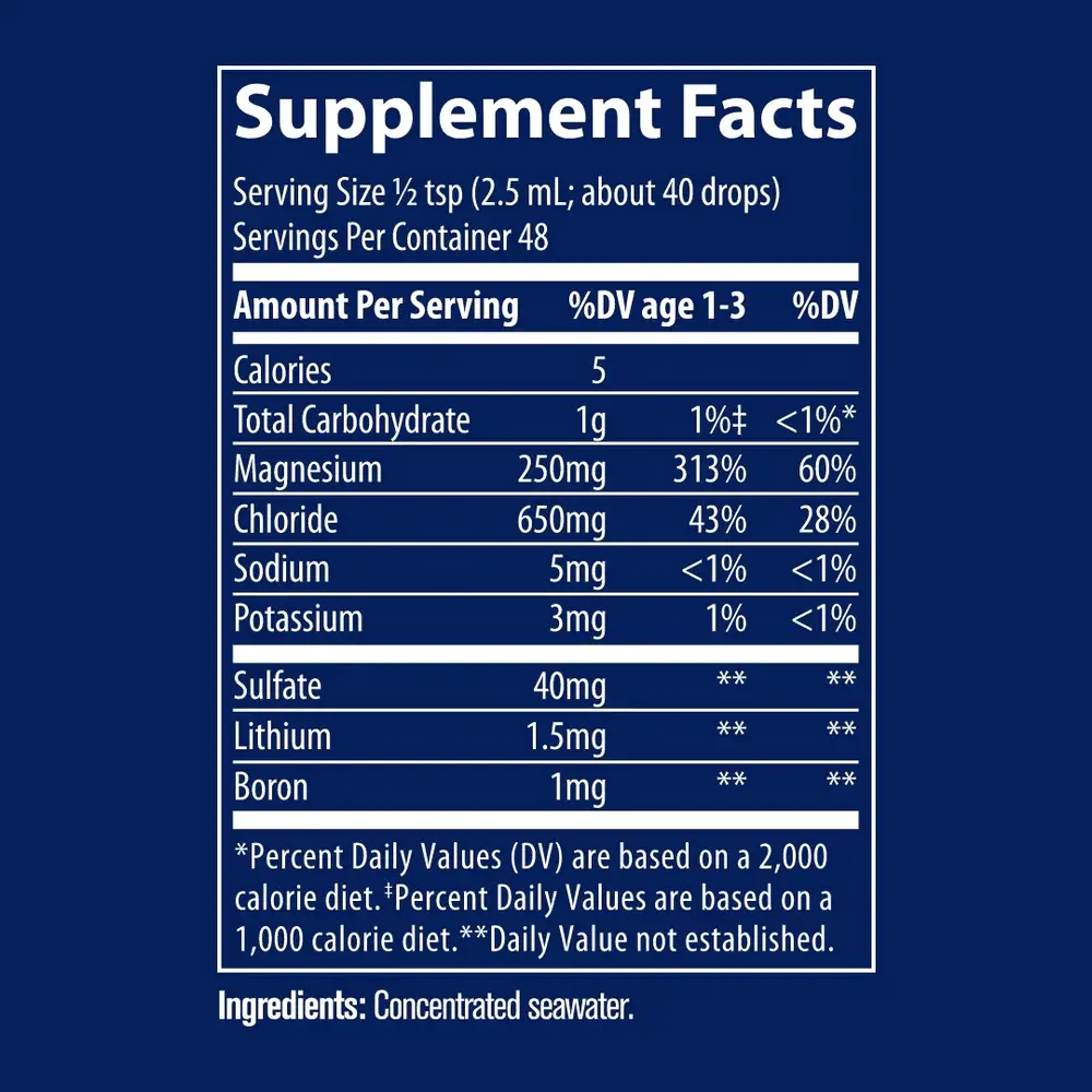 ConcenTrace Trace Drops (Glass) Supplement Facts Label