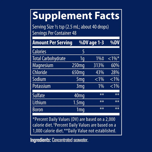 ConcenTrace Trace Drops (Glass) Supplement Facts Label