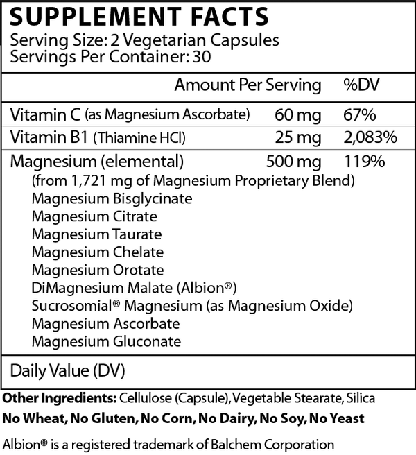 Magnesium-9 Complex Supplement Facts Label