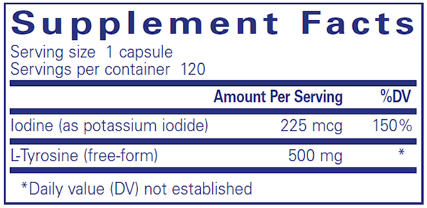 Iodine & Tyrosine Supplement Facts Label