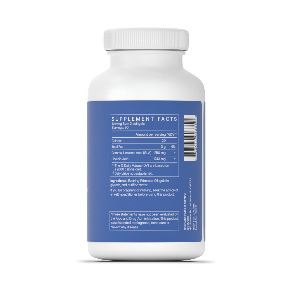 Evening Primrose Oil Capsules 180 Count Supplement Facts Label