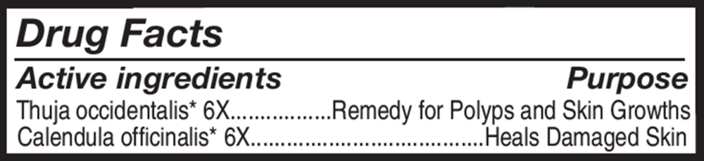 Skin Tag Extra Strength Supplement Facts Label