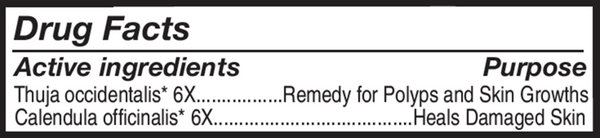 Skin Tag Extra Strength Supplement Facts Label