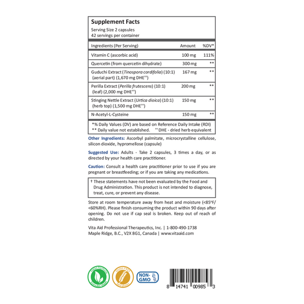 Histalief Supplement Facts Label
