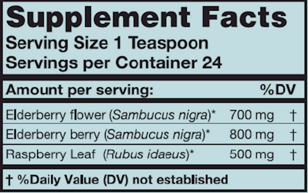 Elderberry Extract Supplement Facts Label