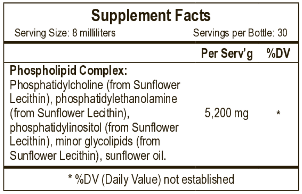 Phospholipid Complex Supplement Facts Label