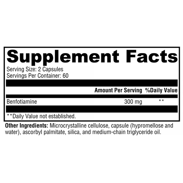 Benfotiamine Supplement Facts Label