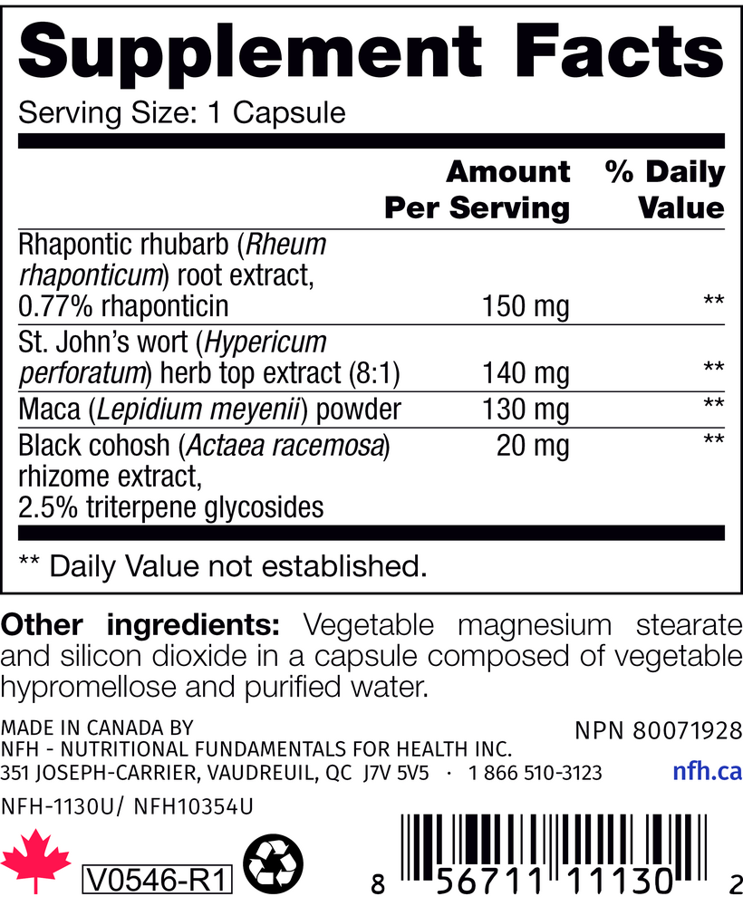 Menopause Support SAP Supplement Facts Label