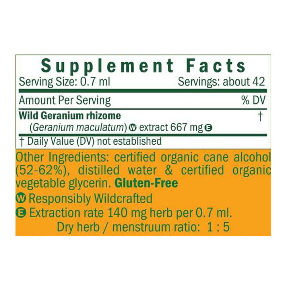 Wild Geranium/Geranium Maculatum Supplement Facts Label