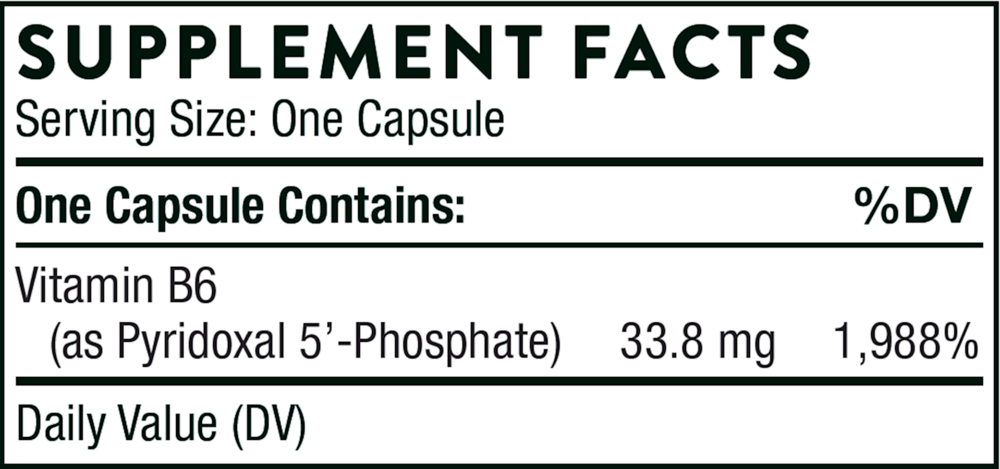 Pyridoxal 5'-Phosphate Supplement Facts Label