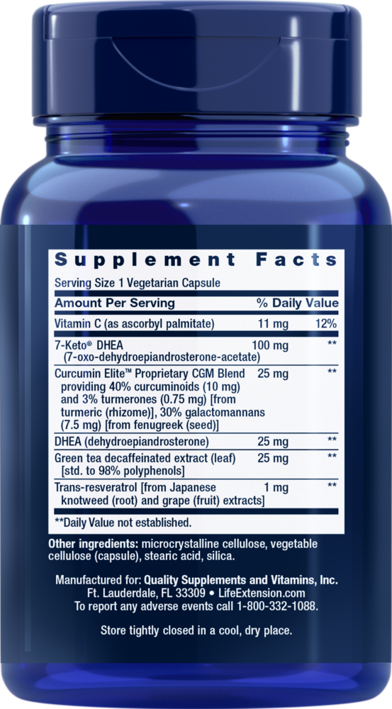 DHEA Complete Supplement Facts Label