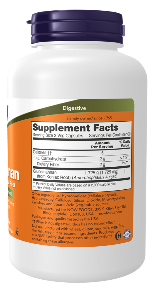 Glucomannan 575 mg Supplement Facts Label
