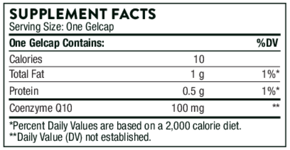 CoQ10 (formerly Q-Best 100) Supplement Facts Label