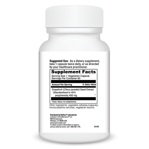 Grapefruit Seed Extract 400 mg Supplement Facts Label