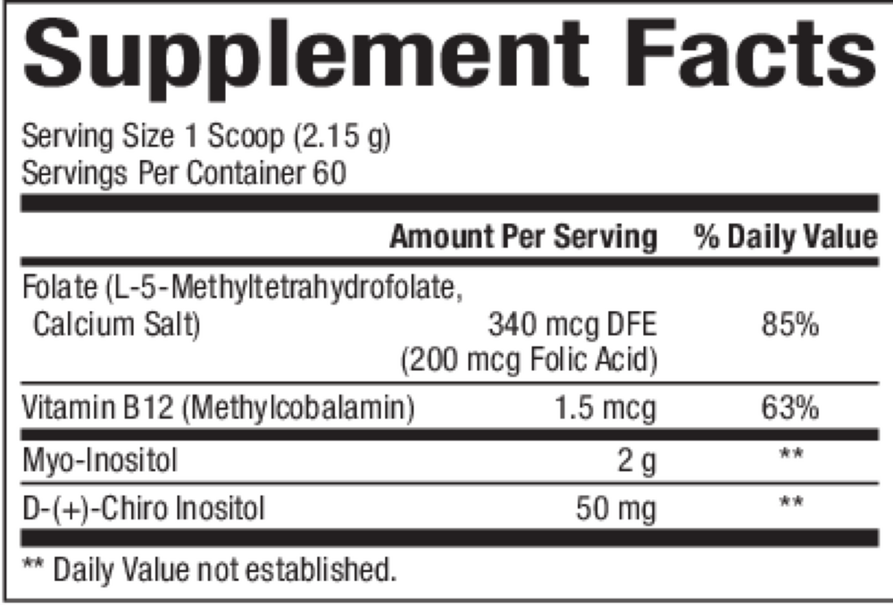 Myo-Inositol Plus Supplement Facts Label