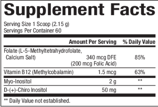 Myo-Inositol Plus Supplement Facts Label