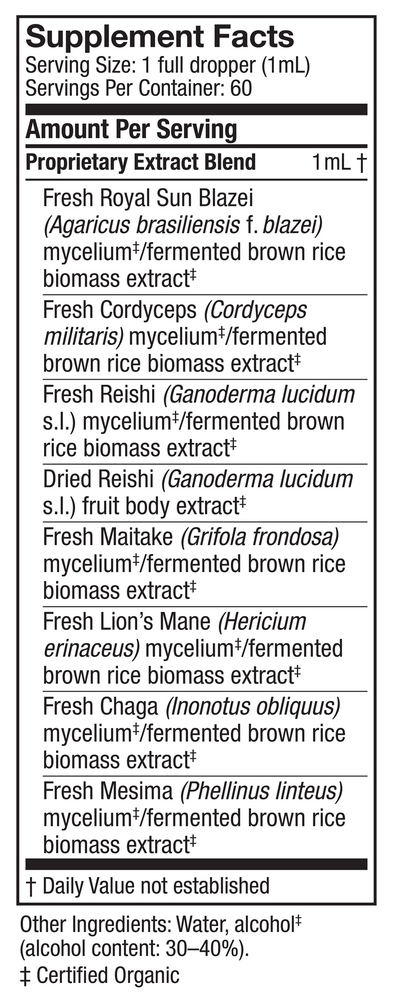 Stamets 7 Extract Supplement Facts Label