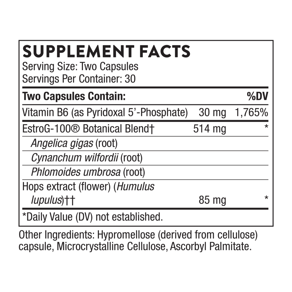 Perimenopause Complete Supplement Facts Label