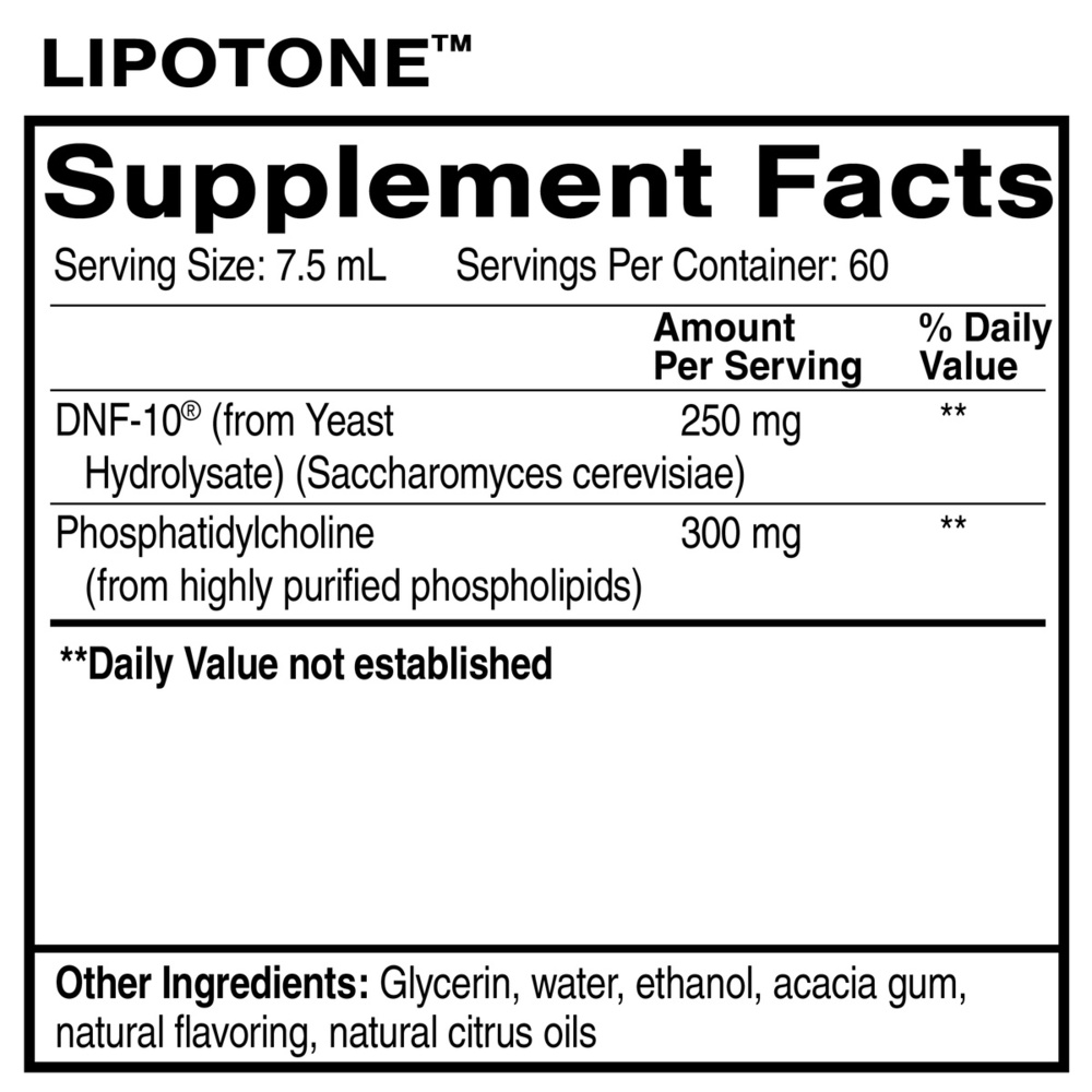LipoTone Supplement Facts Label