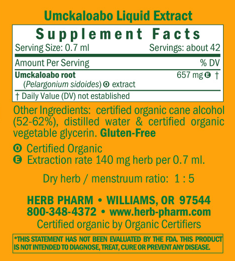 BACKORDER ONLY - Umckaloabo Supplement Facts Label