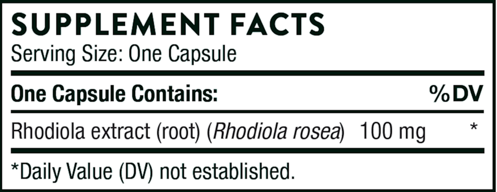Rhodiola Supplement Facts Label