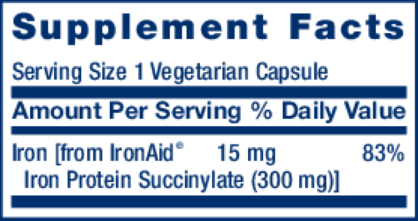 Iron Protein Plus Supplement Facts Label