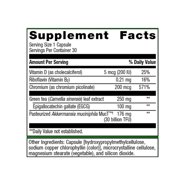 UltraFlora Healthy Weight with Akkermansia Supplement Facts Label