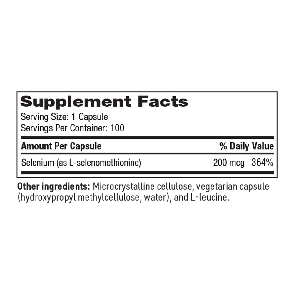 Seleno Met Supplement Facts Label