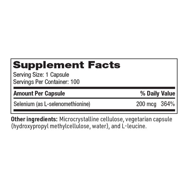 Seleno Met Supplement Facts Label