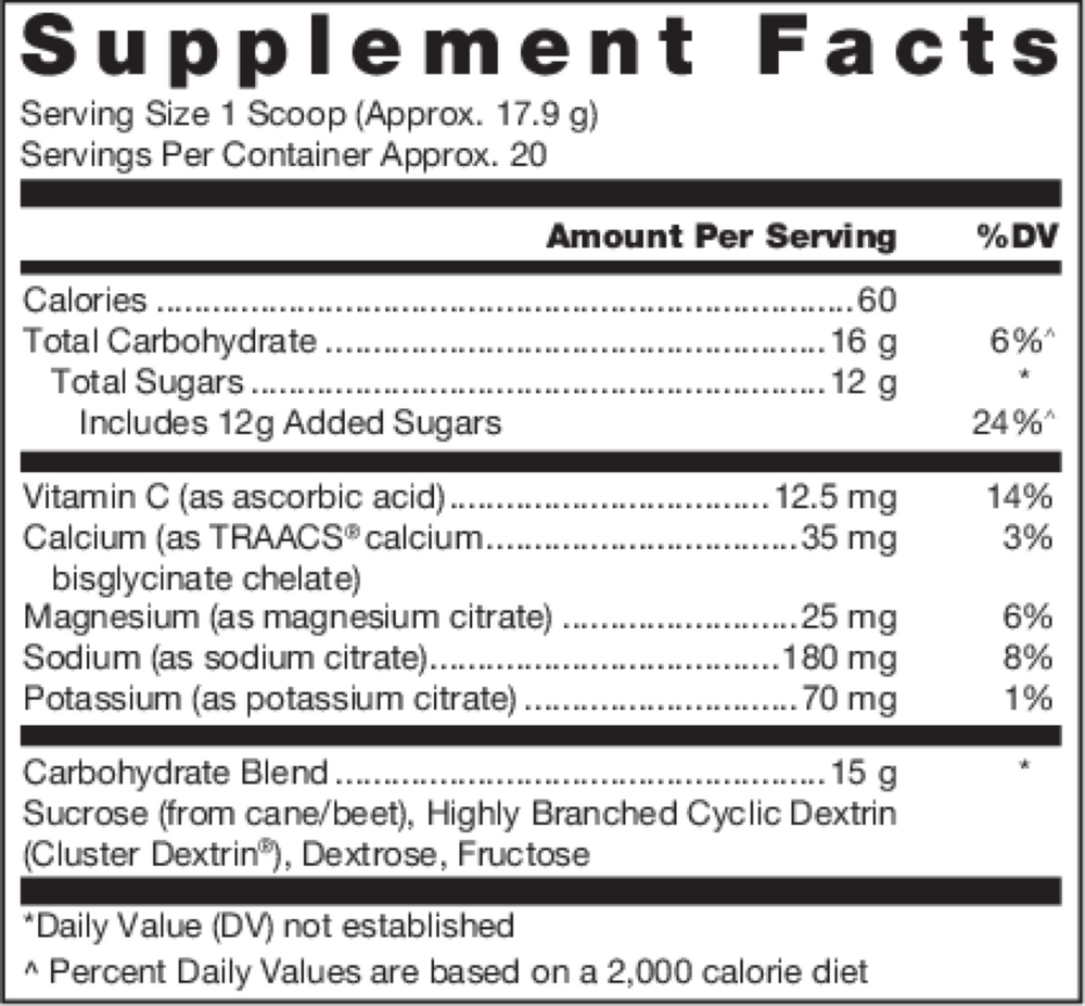 Klean Hydration Supplement Facts Label