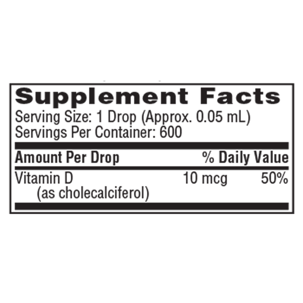 Micellized Vitamin D3 Supplement Facts Label