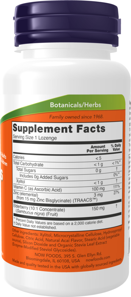 Sambucus Zinc-C Supplement Facts Label