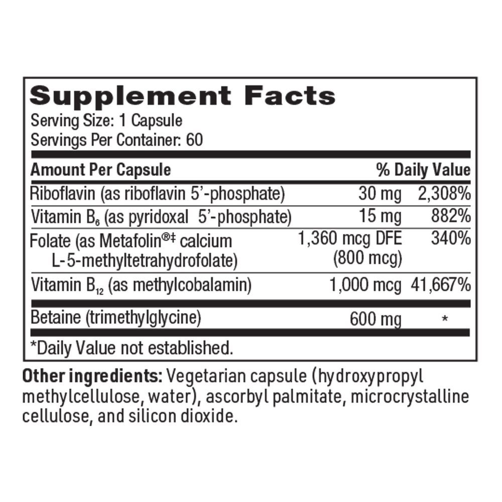 Methyl Balance Supplement Facts Label