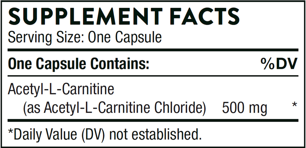 Acetyl-L-Carnitine (formerly Carnityl) Supplement Facts Label