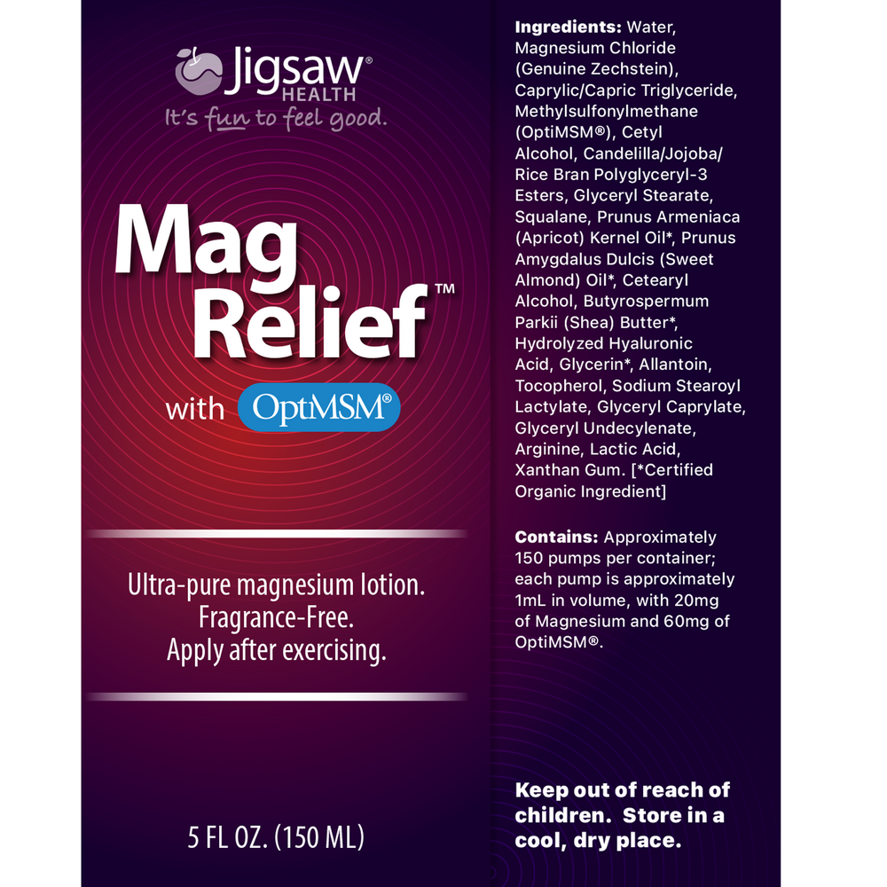 MagRelief Lotion Supplement Facts Label