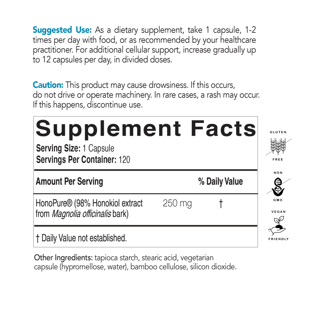 Pure Honokiol Supplement Facts Label