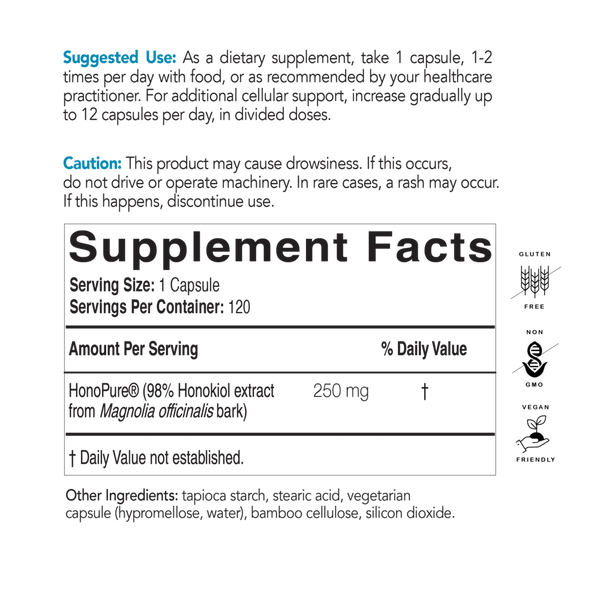 Pure Honokiol Supplement Facts Label