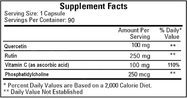 Quercetin-C Supplement Facts Label