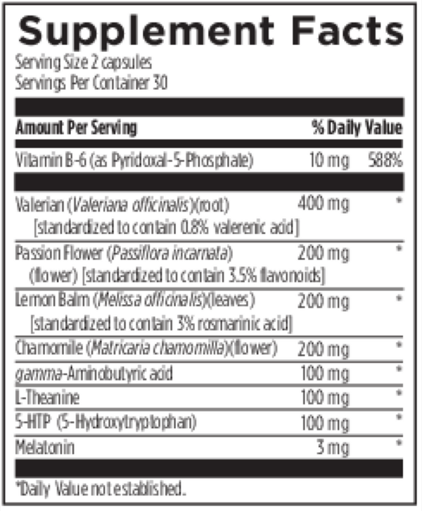 Sleep Complex Supplement Facts Label