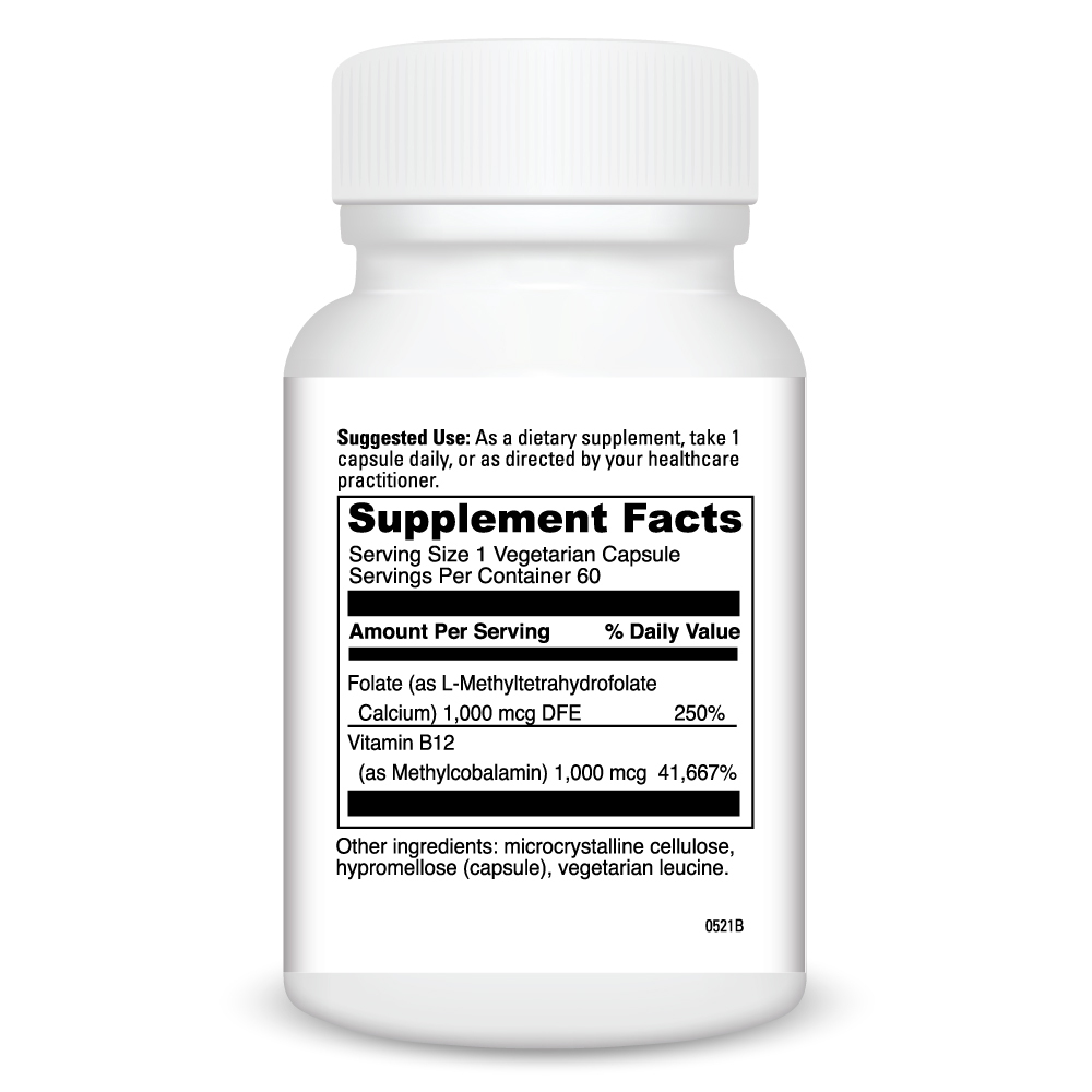 5-MTHF/B12 MC2000 Supplement Facts Label
