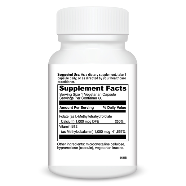 5-MTHF/B12 MC2000 Supplement Facts Label