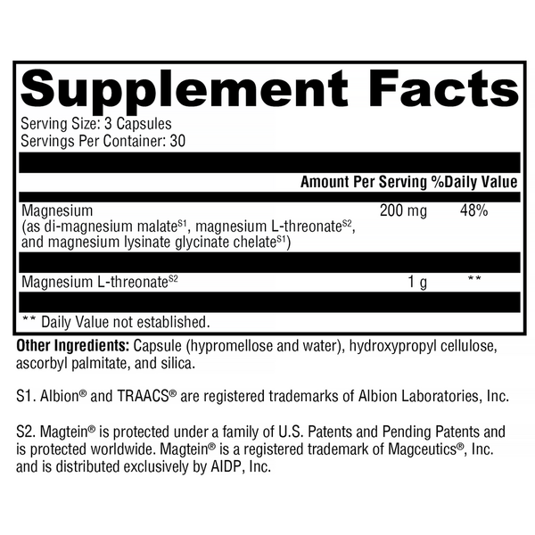 OptiMag® Neuro Supplement Facts Label