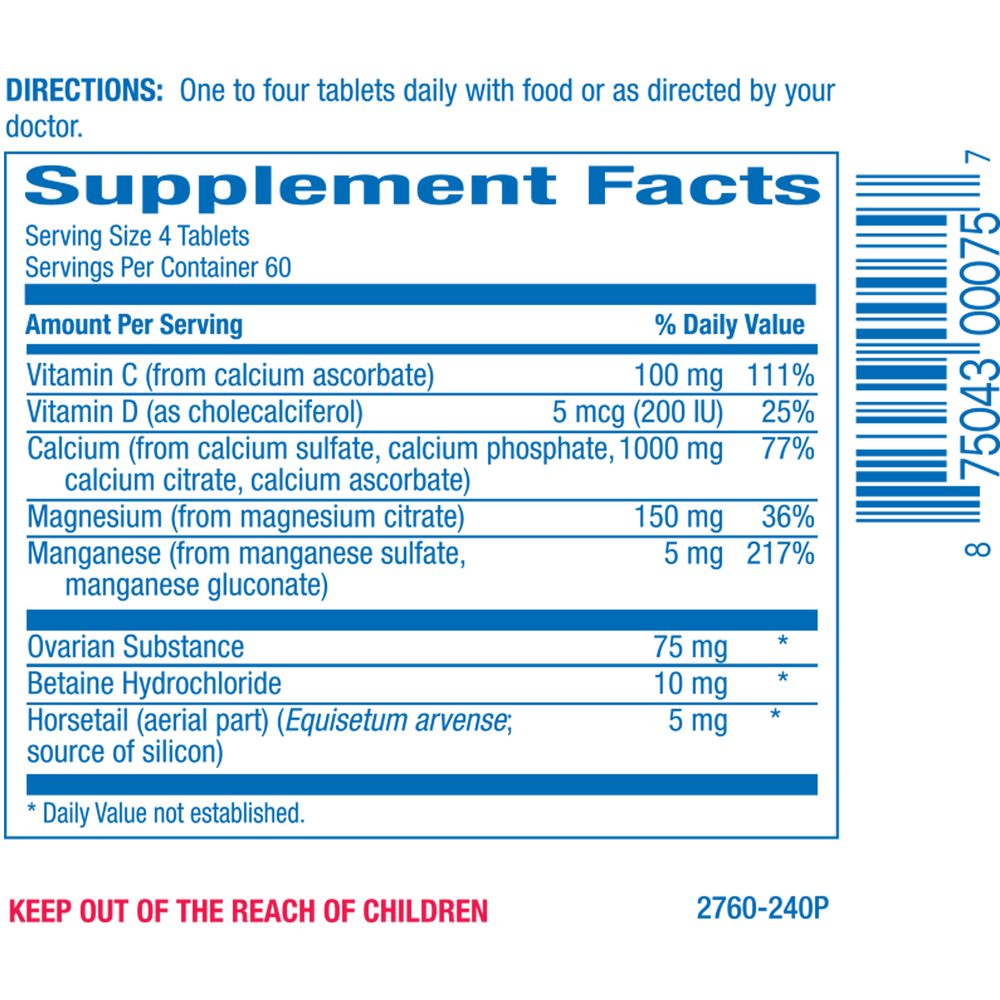 Osteo-Plex for Women Supplement Facts Label