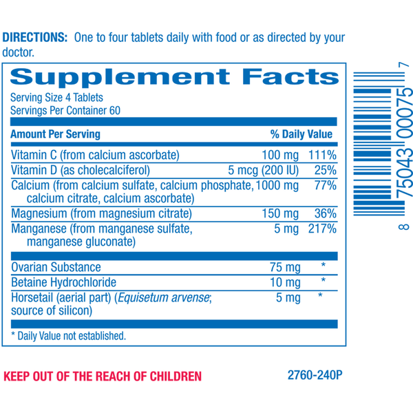 Osteo-Plex for Women Supplement Facts Label