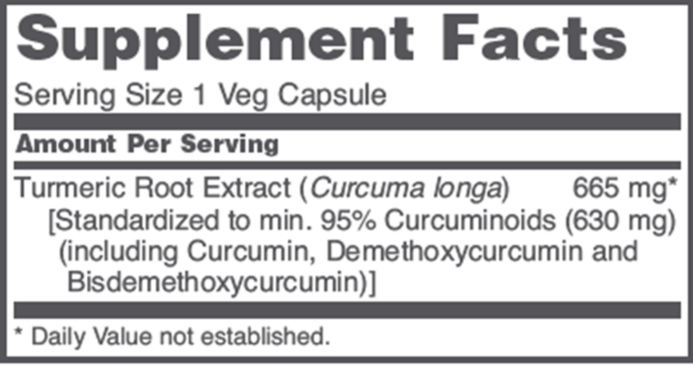 Curcumin 665 mg Supplement Facts Label