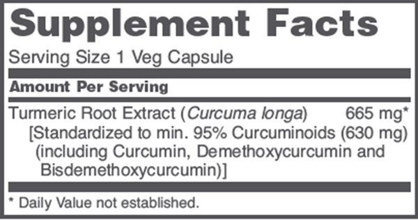 Curcumin 665 mg Supplement Facts Label