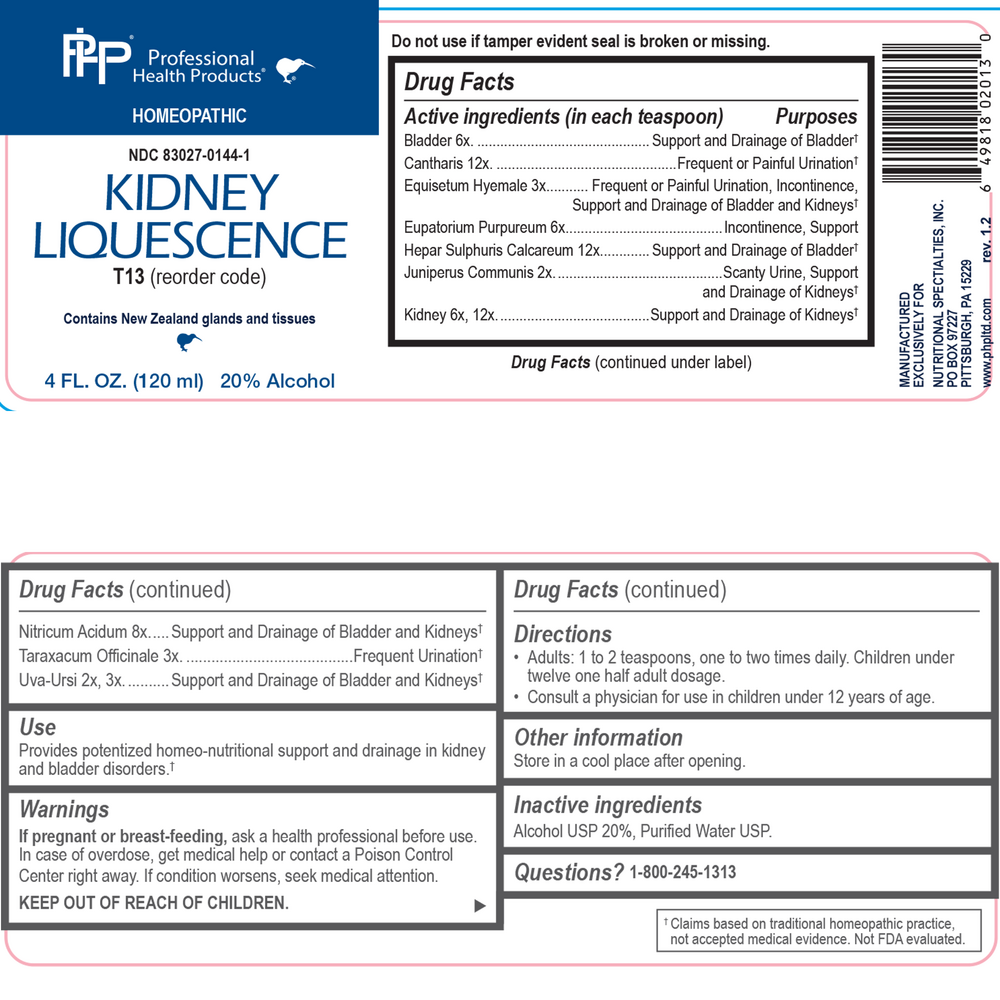 Kidney Liquescence Supplement Facts Label